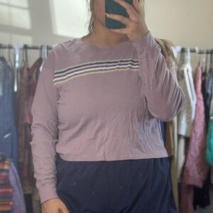 Lilac Striped Cropped Long Sleeve by American Eagle